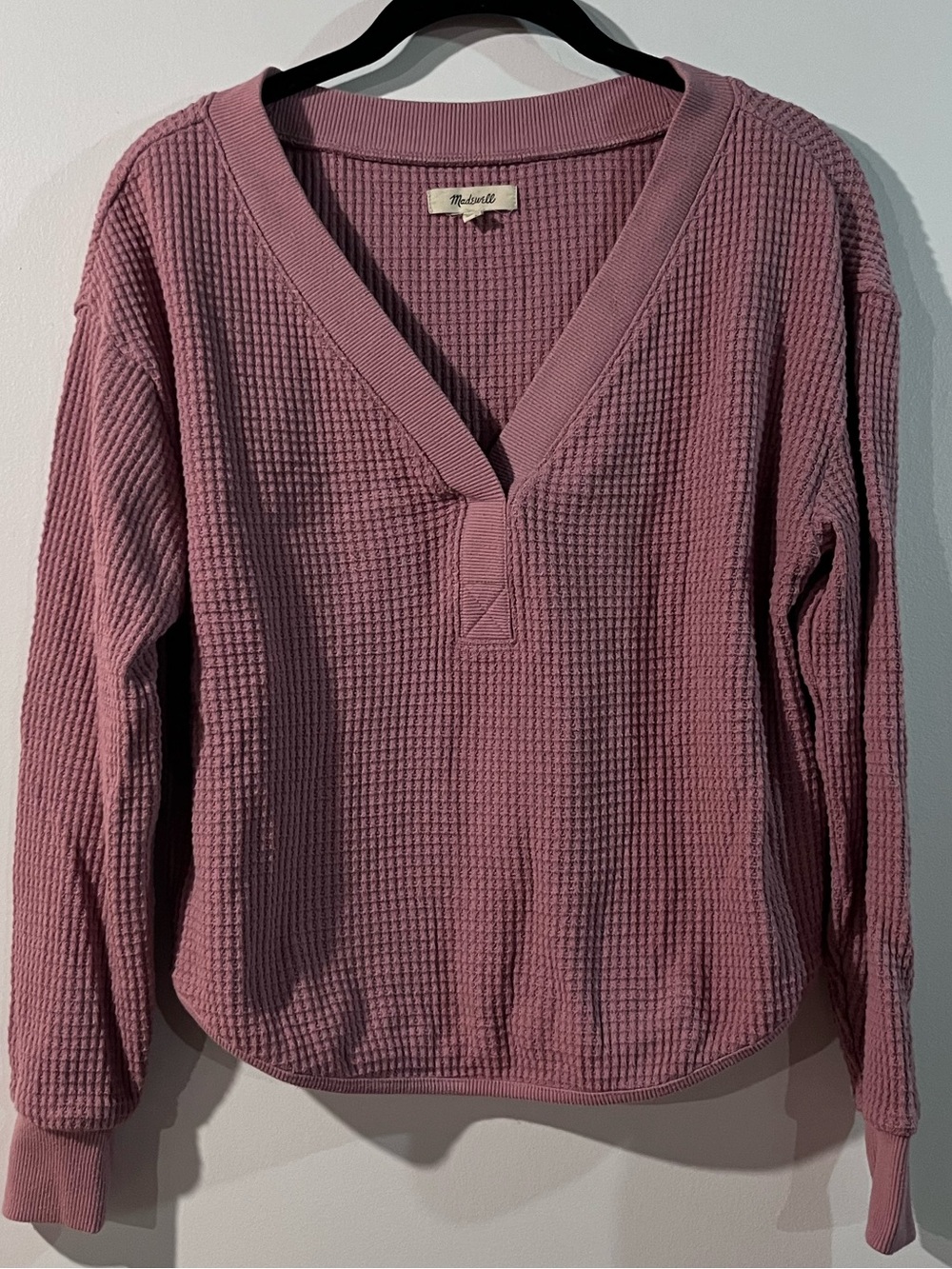 Madewell Waffle Knit Top in Dusty Rose